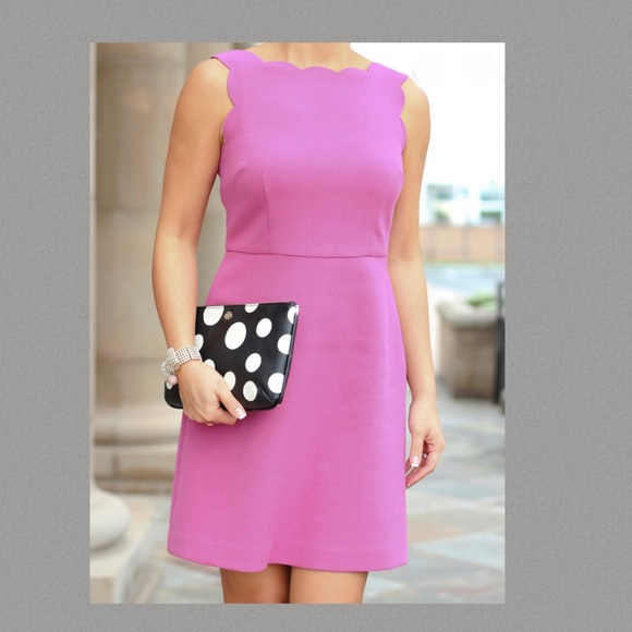 LOFT Raspberry Scalloped Edge Sheath Dress - Picture 5 of 6